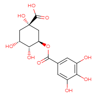 Chemical structure of (1S,3R,4R,5R)-1,3,4-trihydroxy-5-(3,4,5-trihydroxybenzoyloxy)cyclohexane-1-carboxylic acid - CSSB00102524163