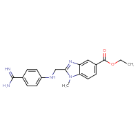 Chemical structure of ethyl 2-{[(4-carbamimidoylphenyl)amino]methyl}-1-methyl-1H-1,3-benzodiazole-5-carboxylate - CSSB00121576980