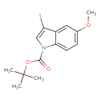 Chemical structure of tert-butyl 3-iodo-5-methoxy-1H-indole-1-carboxylate - CSSB00000049963