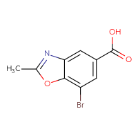 Chemical structure of 7-bromo-2-methyl-1,3-benzoxazole-5-carboxylic acid - CSSB00021589400