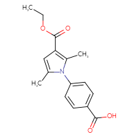 Chemical structure of 4-[3-(ethoxycarbonyl)-2,5-dimethyl-1H-pyrrol-1-yl]benzoic acid - CSSB00020595838