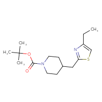 Chemical structure of tert-butyl 4-[(4-ethyl-1,3-thiazol-2-yl)methyl]piperidine-1-carboxylate - CSSB02067404724