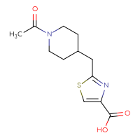 Chemical structure of 2-[(1-acetylpiperidin-4-yl)methyl]-1,3-thiazole-4-carboxylic acid - CSSB02005504468