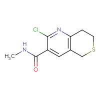 Chemical structure of 2-chloro-N-methyl-5H,7H,8H-thiopyrano[4,3-b]pyridine-3-carboxamide - CSSB01150689563