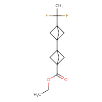 Chemical structure of ethyl 3-[3-(1,1-difluoroethyl)bicyclo[1.1.1]pentan-1-yl]bicyclo[1.1.1]pentane-1-carboxylate - CSSB07155399186