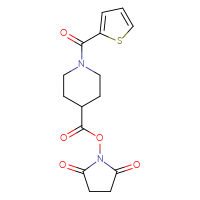 Chemical structure of 2,5-dioxopyrrolidin-1-yl 1-(thiophene-2-carbonyl)piperidine-4-carboxylate - CSSB20269635372