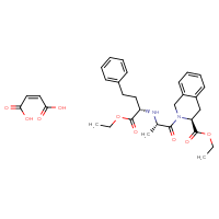 Chemical structure of (2Z)-but-2-enedioic acid; ethyl (3S)-2-[(2S)-2-{[(2S)-1-ethoxy-1-oxo-4-phenylbutan-2-yl]amino}propanoyl]-1,2,3,4-tetrahydroisoquinoline-3-carboxylate - CSSB06741677916