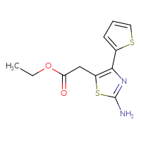 Chemical structure of ethyl 2-[2-amino-4-(thiophen-2-yl)-1,3-thiazol-5-yl]acetate - CSSB00116210546