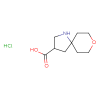 Chemical structure of 8-oxa-1-azaspiro[4.5]decane-3-carboxylic acid hydrochloride - CSSS00138437506