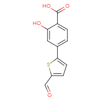 Chemical structure of 4-(5-formylthiophen-2-yl)-2-hydroxybenzoic acid - CSSB00103427300