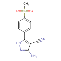 Chemical structure of 3-amino-5-(4-methanesulfonylphenyl)-1H-pyrazole-4-carbonitrile - CSSB00134316080