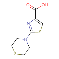 Chemical structure of 2-(thiomorpholin-4-yl)-1,3-thiazole-4-carboxylic acid - CSSB00000721803