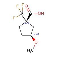 Chemical structure of rac-(1R,3R)-3-methoxy-1-(trifluoromethyl)cyclopentane-1-carboxylic acid - CSSB20620680102