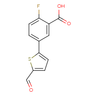 Chemical structure of 2-fluoro-5-(5-formylthiophen-2-yl)benzoic acid - CSSB00103427276