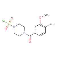 Chemical structure of 4-(3-methoxy-4-methylbenzoyl)piperazine-1-sulfonyl chloride - CSSB21224772158