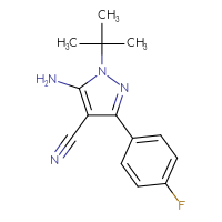 Chemical structure of 5-amino-1-tert-butyl-3-(4-fluorophenyl)-1H-pyrazole-4-carbonitrile - CSSB00016252313