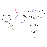 Chemical structure of 6-amino-8-(4-chlorophenyl)-N-[2-(trifluoromethyl)phenyl]-4-thia-2-azatricyclo[7.3.0.0³,⁷]dodeca-1(9),2,5,7-tetraene-5-carboxamide - CSSB00121662147
