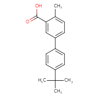 Chemical structure of 4'-tert-butyl-4-methyl-[1,1'-biphenyl]-3-carboxylic acid - CSSB00041025336