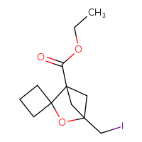 Chemical structure of ethyl 4-(iodomethyl)-3-oxaspiro[bicyclo[2.1.1]hexane-2,1'-cyclobutane]-1-carboxylate - CSSB00102954462