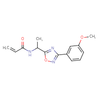 Chemical structure of N-{1-[3-(3-methoxyphenyl)-1,2,4-oxadiazol-5-yl]ethyl}prop-2-enamide - CSSB02024183766