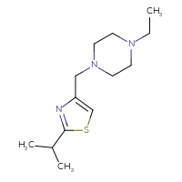 Chemical structure of 1-ethyl-4-{[2-(propan-2-yl)-1,3-thiazol-4-yl]methyl}piperazine - CSSB00026098755