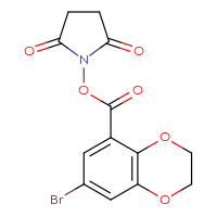 Chemical structure of 2,5-dioxopyrrolidin-1-yl 7-bromo-2,3-dihydro-1,4-benzodioxine-5-carboxylate - CSSB20269535556