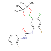 Chemical structure of 3-[4-chloro-2-fluoro-5-(4,4,5,5-tetramethyl-1,3,2-dioxaborolan-2-yl)phenyl]-1-(2-fluorophenyl)urea - CSSB21332138327