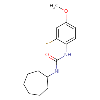 Chemical structure of 1-cycloheptyl-3-(2-fluoro-4-methoxyphenyl)urea - CSSB02029589536