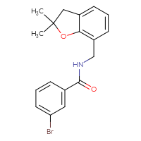 Chemical structure of 3-bromo-N-[(2,2-dimethyl-2,3-dihydro-1-benzofuran-7-yl)methyl]benzamide - CSSB03398436724