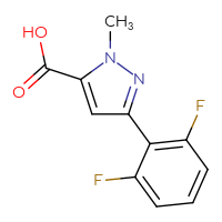 Chemical structure of 3-(2,6-difluorophenyl)-1-methyl-1H-pyrazole-5-carboxylic acid - CSSB00020649699