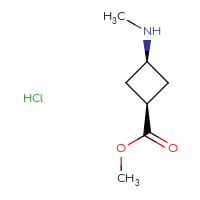 Chemical structure of methyl (1s,3s)-3-(methylamino)cyclobutane-1-carboxylate hydrochloride - CSSB00121573189