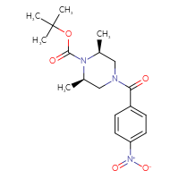Chemical structure of tert-butyl (2R,6S)-2,6-dimethyl-4-(4-nitrobenzoyl)piperazine-1-carboxylate - CSSB06464940315