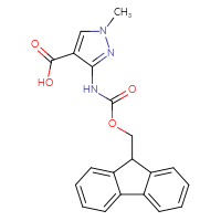 Chemical structure of 3-({[(9H-fluoren-9-yl)methoxy]carbonyl}amino)-1-methyl-1H-pyrazole-4-carboxylic acid - CSSB00102502355