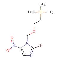 Chemical structure of 2-bromo-5-nitro-1-{[2-(trimethylsilyl)ethoxy]methyl}-1H-imidazole - CSSB06645152183