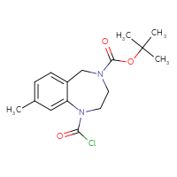 Chemical structure of tert-butyl 1-(carbonochloridoyl)-8-methyl-2,3,4,5-tetrahydro-1H-1,4-benzodiazepine-4-carboxylate - CSSB06263121601