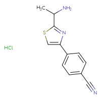 Chemical structure of 4-[2-(1-aminoethyl)-1,3-thiazol-4-yl]benzonitrile hydrochloride - CSSB06741647502