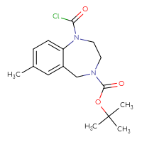 Chemical structure of tert-butyl 1-(carbonochloridoyl)-7-methyl-2,3,4,5-tetrahydro-1H-1,4-benzodiazepine-4-carboxylate - CSSB06259476533