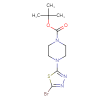Chemical structure of tert-butyl 4-(5-bromo-1,3,4-thiadiazol-2-yl)piperazine-1-carboxylate - CSSB00012169716