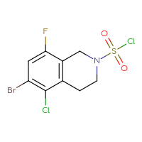 Chemical structure of 6-bromo-5-chloro-8-fluoro-1,2,3,4-tetrahydroisoquinoline-2-sulfonyl chloride - CSSB21224771915