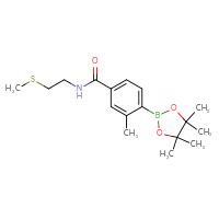 Chemical structure of 3-methyl-N-[2-(methylsulfanyl)ethyl]-4-(4,4,5,5-tetramethyl-1,3,2-dioxaborolan-2-yl)benzamide - CSSB02522299227