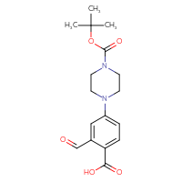 Chemical structure of 4-{4-[(tert-butoxy)carbonyl]piperazin-1-yl}-2-formylbenzoic acid - CSSB06506815036