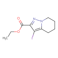 Chemical structure of ethyl 3-iodo-4H,5H,6H,7H-pyrazolo[1,5-a]pyridine-2-carboxylate - CSSB01075764464