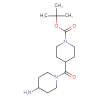 Chemical structure of tert-butyl 4-(4-aminopiperidine-1-carbonyl)piperidine-1-carboxylate - CSSB00000056688