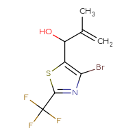 Chemical structure of 1-[4-bromo-2-(trifluoromethyl)-1,3-thiazol-5-yl]-2-methylprop-2-en-1-ol - CSSB21246431295