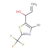 Chemical structure of 1-[4-bromo-2-(trifluoromethyl)-1,3-thiazol-5-yl]prop-2-en-1-ol - CSSB21246431291