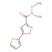 Chemical structure of N-methoxy-N-methyl-5-(thiophen-2-yl)-1,2-oxazole-3-carboxamide - CSSB00000289774