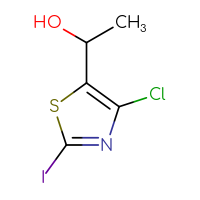Chemical structure of 1-(4-chloro-2-iodo-1,3-thiazol-5-yl)ethan-1-ol - CSSB21246425263