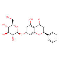 Chemical structure of (2S)-5-hydroxy-2-phenyl-7-{[(2S,3R,4S,5S,6R)-3,4,5-trihydroxy-6-(hydroxymethyl)oxan-2-yl]oxy}-3,4-dihydro-2H-1-benzopyran-4-one - CSSB00160522193