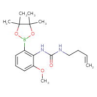 Chemical structure of 3-(but-3-en-1-yl)-1-[2-methoxy-6-(4,4,5,5-tetramethyl-1,3,2-dioxaborolan-2-yl)phenyl]urea - CSSB15020205393