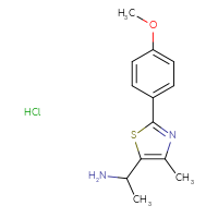 Chemical structure of 1-[2-(4-methoxyphenyl)-4-methyl-1,3-thiazol-5-yl]ethan-1-amine hydrochloride - CSSB00000755802